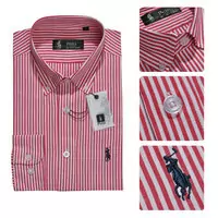 chemises mangas compridas ralph lauren homem classic 2013 polo france coton rayures caine rouge
